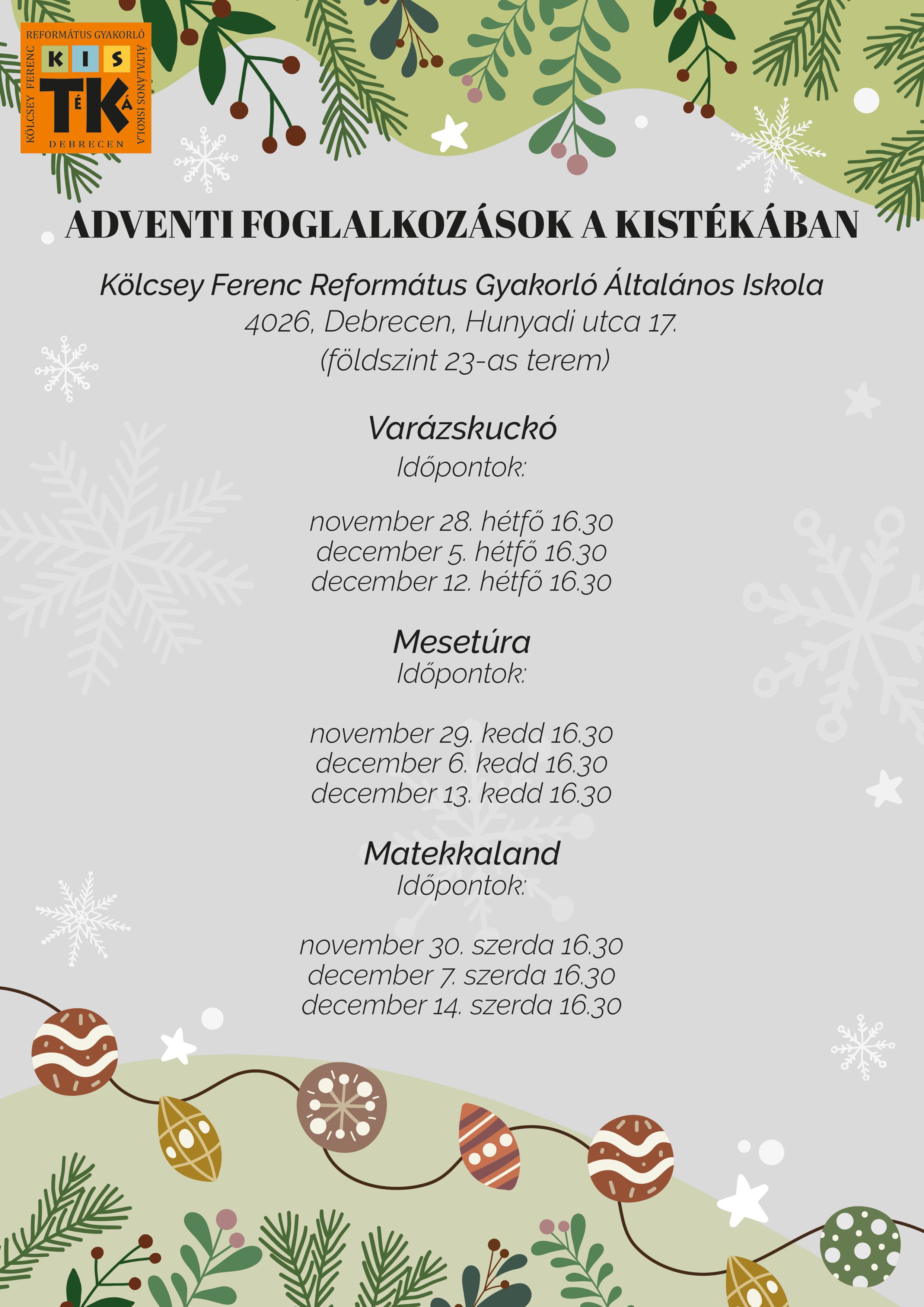 Adventi foglalkozások óvodások részére